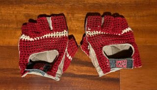 Vintage Pearl Izumi Leather Crocheted Half Finger Bicycle Touring Gloves - Xl