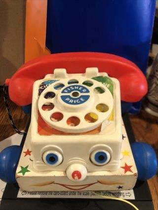 Vintage 1961 Fisher Price Chatter Phone 747 Telephone Pull Toy With Moving Eyes