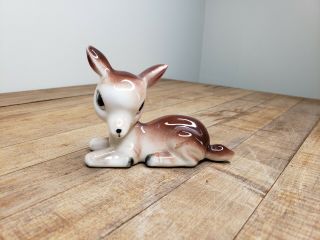 Vintage Ceramic Deer Fawn Figurine Big Eyes Anthropomorphic