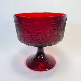 Vintage Hoosier Glass Ruby Red Pedestal Candy Dish Compote Vase