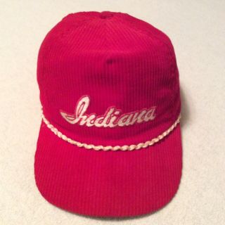 Vintage Indiana University Red Corduroy Iu Hoosiers Hat 6 5/8 - 7 5/8 Snapback Cap