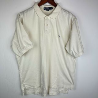 Vintage Ralph Lauren Polo Shirt Adult Large White Blue Pony Rugby Casual Mens