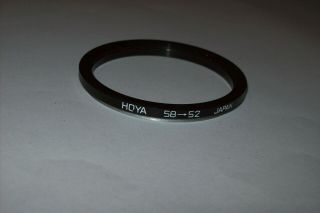 Vintage Hoya 58 - 52mm Step Down Filter Ring Made In Japan -
