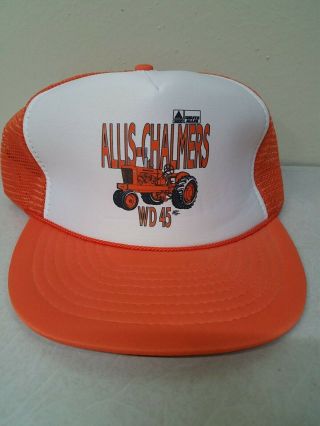 Vintage Allis Chalmers Tractor Trucker Snapback Hat Wd 45 Nos