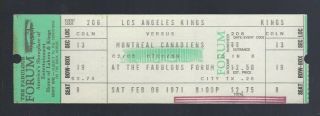 Vintage 1970 - 71 Nhl Montreal Canadiens @ Los Angeles Kings Full Hockey Ticket