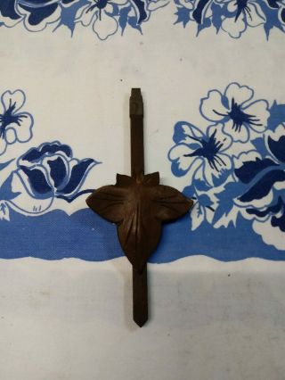 Vtg Cuckoo Clock Wood Pendulum Black Forest Replacement Part Wooden Leaf Germany