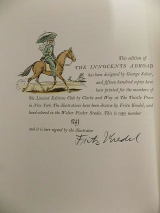 Mark Twain The Innocents Abroad,  LIMITED EDITIONS CLUB,  Signed & Numbered 3