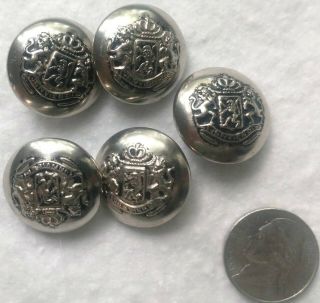 Buttons,  Vtg Europe Dome Metal Crown,  Shield,  Coat Of Arms,  Lions