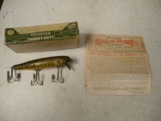 Vintage Pflueger 5004 Natural Pike Lure,  W/box & Insert,  4 1/2 " Long