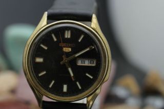 Vintage Seiko Gold Tone Automatic Date Wrist Watch 6309 - 8230 Running
