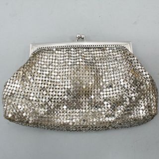 Whiting & Davis Vintage Made In Usa Small Silver Tone Mesh Coin Purse