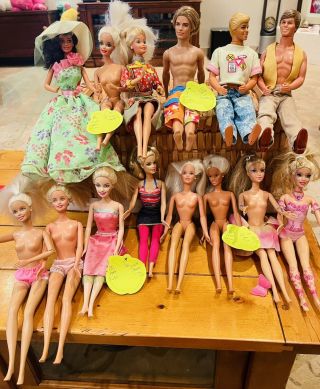 Barbie & Ken Dolls 15 Big Lot• 1966,  68,  95,  99,  05,  09,  2010 W/ Accessories