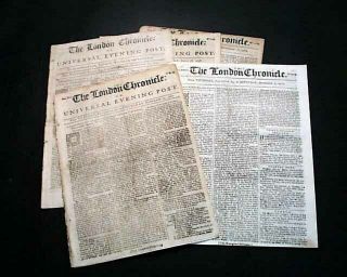 Five 18th Century London England Pre Revolutionary War Era 1757 - 1770 Newspapers