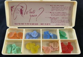 1950’s Vintage “what’s Yours?” Cocktail Drink Markers - Mcm - 23 Pc