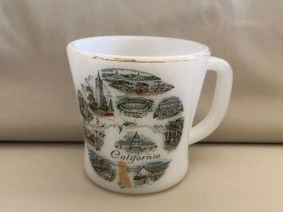 Vintage Federal Milk Glass California State Souvenir Mug Vintage Travel Ca Desig