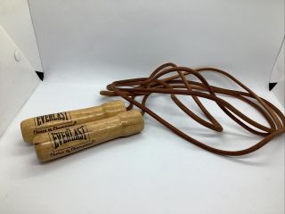 Vintage Everlast Leather Jump Rope Wood Handled 9.  5 