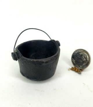 Vintage Black Cast Iron Pot Cauldron Kettle 1:12 Dollhouse Miniature Kitchen