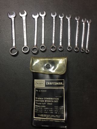 Vintage Craftsman 10 Pc.  Combination Ignition Wrench Set - V - Series No.  9 - 43441