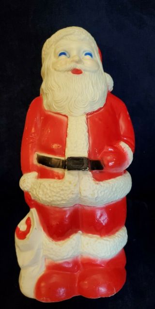 Vintage Union Products 13 " Inch Blow Mold Standing Blue Eyed Santa Lighted Usa