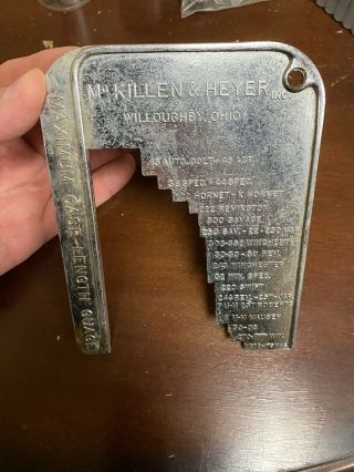 Vintage Mckillen & Heyer Inc.  Case Length Gauge Metal Willoughby,  O.  H.