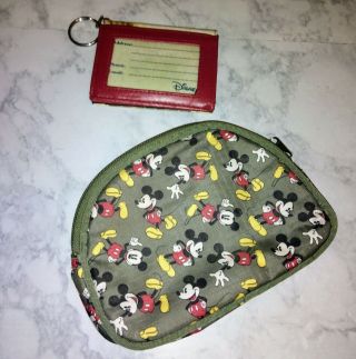 Vtg.  Disney Mickey Mouse Travel Make Up Bag /id Holder Keychain.