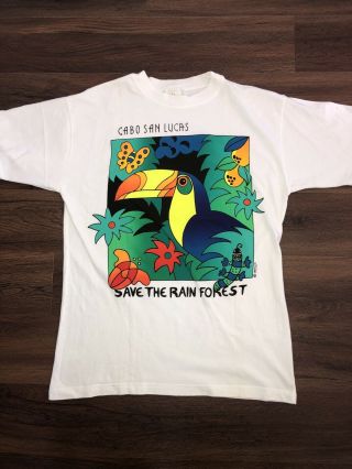 Vtg 2000s Save The Rainforest T Shirt Size Large Vtg Tee Y2k Earth Animals Rare