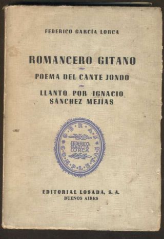 F Garcia Lorca Book Romancero Gitano 1952 Ed Losada