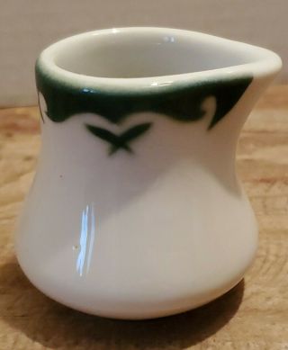 Vintage Jackson China Mini Milk Creamer Green Airbrush Restaurant Ware Ceramic 3