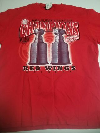 Vintage 90s Detroit Red Wings 1998 Stanley Cup Champions T - Shirt Mens Size Large