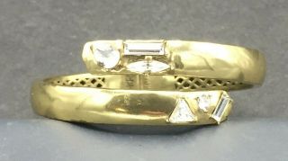 Vintage Gold Tone Rhinestone Clamper Bracelet Signed Kr India