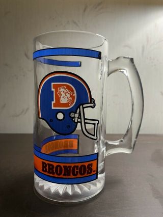 Rare Vintage Denver Broncos 12 Oz Beer Mug - Nfl