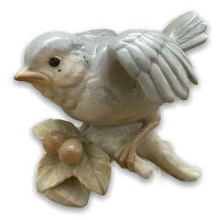 Vintage Otagiri Sparrow Blue Bird On Branch With Sticker Japan Figurine
