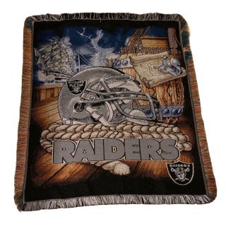Vtg The Northwest Company Nfl Oakland Raiders 55x45 Tapestry Throw Blanket