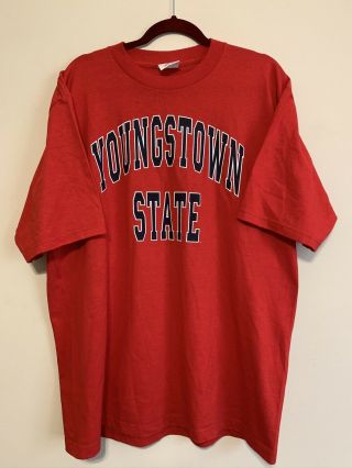 Vintage 90s Youngstown State Penguins Red Graphic T - Shirt Men’s Size XL Spellout 2