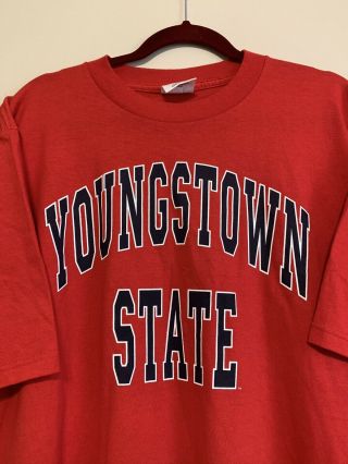 Vintage 90s Youngstown State Penguins Red Graphic T - Shirt Men’s Size XL Spellout 3