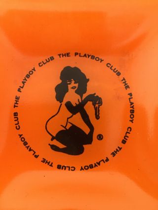 Vintage 4 " Sexy Playboy Club Orange With Black Ashtray Or Trinket Glass Dish