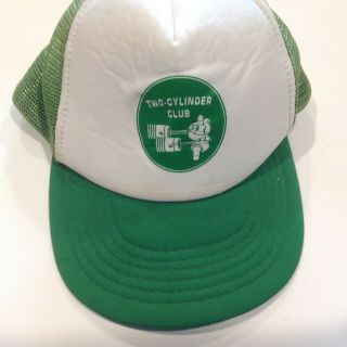 Vintage Two Cylinder Club Green White Mesh Snap Back Hat Motor Ball Cap Trucker