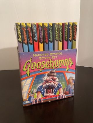 Vintage 1990s Rl Stine Goosebumps Haunted School Boxed Set 12 Books - See Details