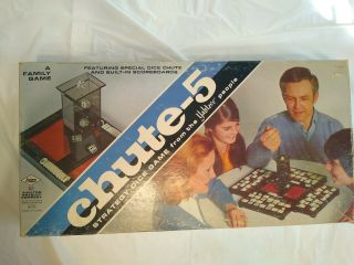 Vtg Es Lowe & Milton Bradley Chute - 5 Yahtzee Dice Board Game Complete 1973