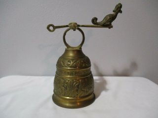 Vintage Solid Brass Bell " Vocem Mean Audit Oui Me Tanget " 6 1/4 " Tall