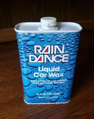Vintage Rare Dupont Rain Dance Liquid Car Wax 16 Fl.  Oz.  Tin - Half Full