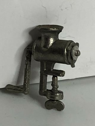 Dollhouse Miniature Vintage Style Meat Grinder Handle Turns Counter Mount Metal