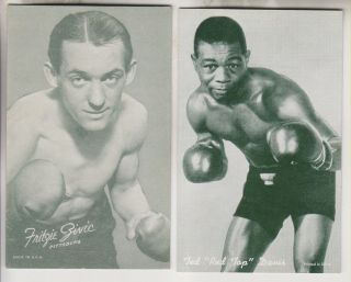 2 Vintage Arcade Cards - Boxing - Fritzie Zivic & Ted Red Top Davis
