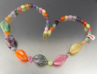 Vintage 60’s Multi Color Plastic Lucite Bead Necklace Hong Kong