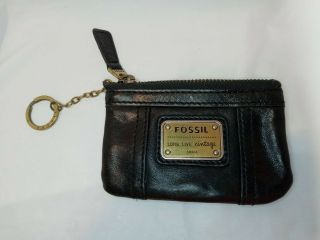 Fossil Long Live Vintage 1954 Black Leather Pouch/ Wallet /coin Purse