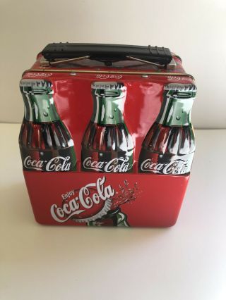Vintage Coca - Cola Tin Box 6 Pack Lunch Tin 6 " With Handle