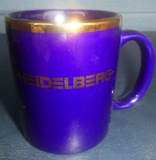 Vintage Heidelberg Coffee Mug Heidelberger Press Druckmaschinen 3 3/4 " Tall Blue