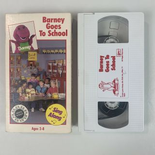 Vtg 1990 Barney Goes To School Vhs Tape Sing Along Cover