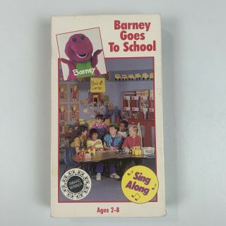 Vtg 1990 Barney Goes To School VHS Tape Sing Along Cover 2
