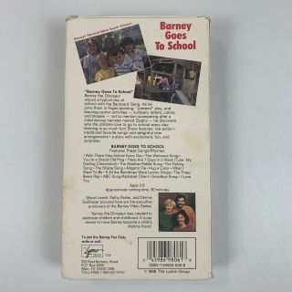 Vtg 1990 Barney Goes To School VHS Tape Sing Along Cover 3